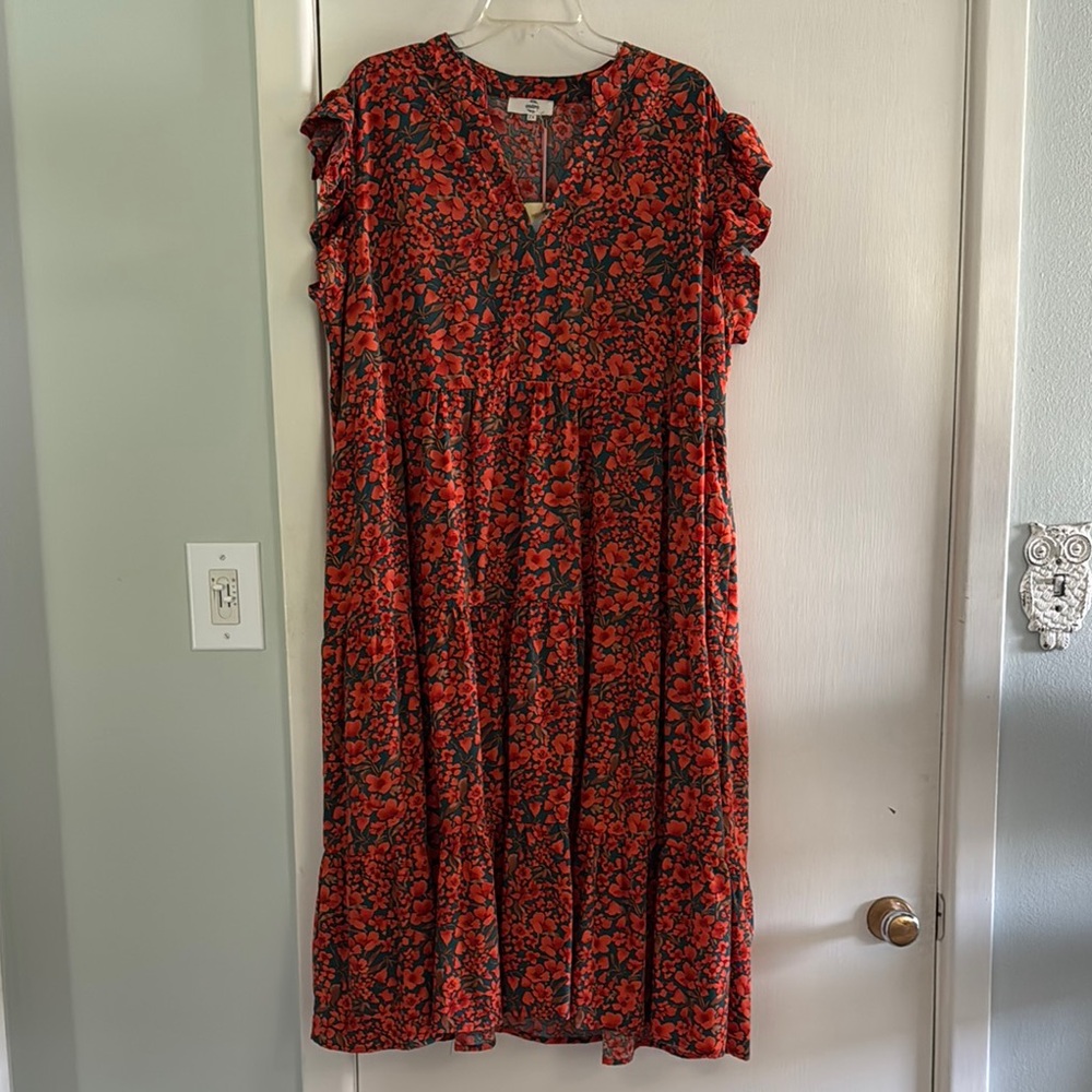 Entro Red and Black Flutter Sleeve Sundress